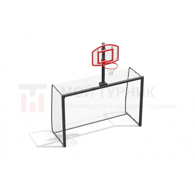 Изображение товара «Ворота для мини-футбола и гандбола с баскетбольным щитом стационарные W-040»